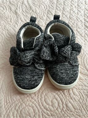 Toddler Knit Bow Slip-On Sneakers - Black Marled